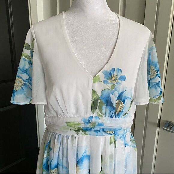 Disney Princess Line White and Blue Floral Maxi Overlay Romper Size L - Picture 6 of 13